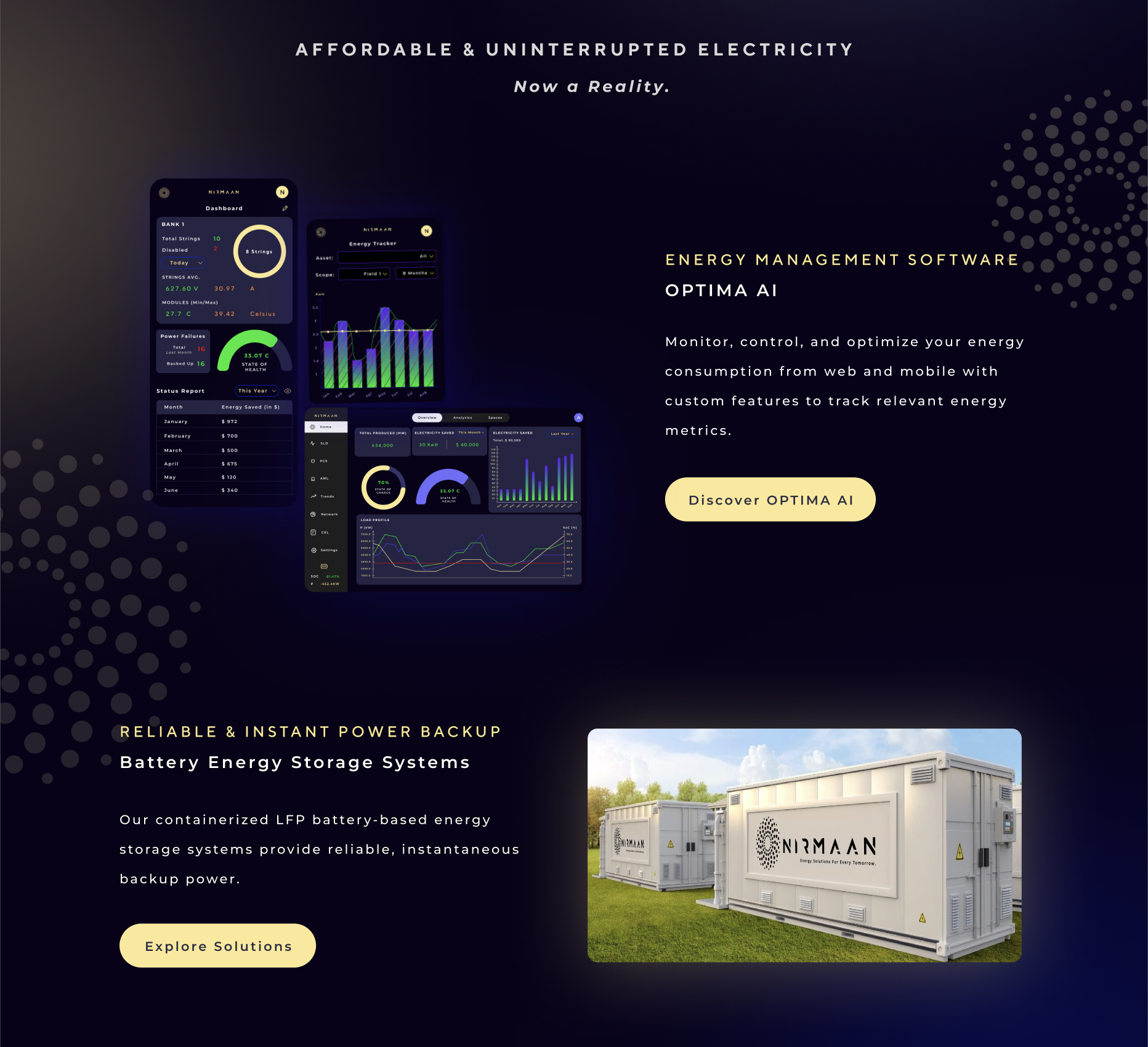 Nirmaan product features and mockups section
